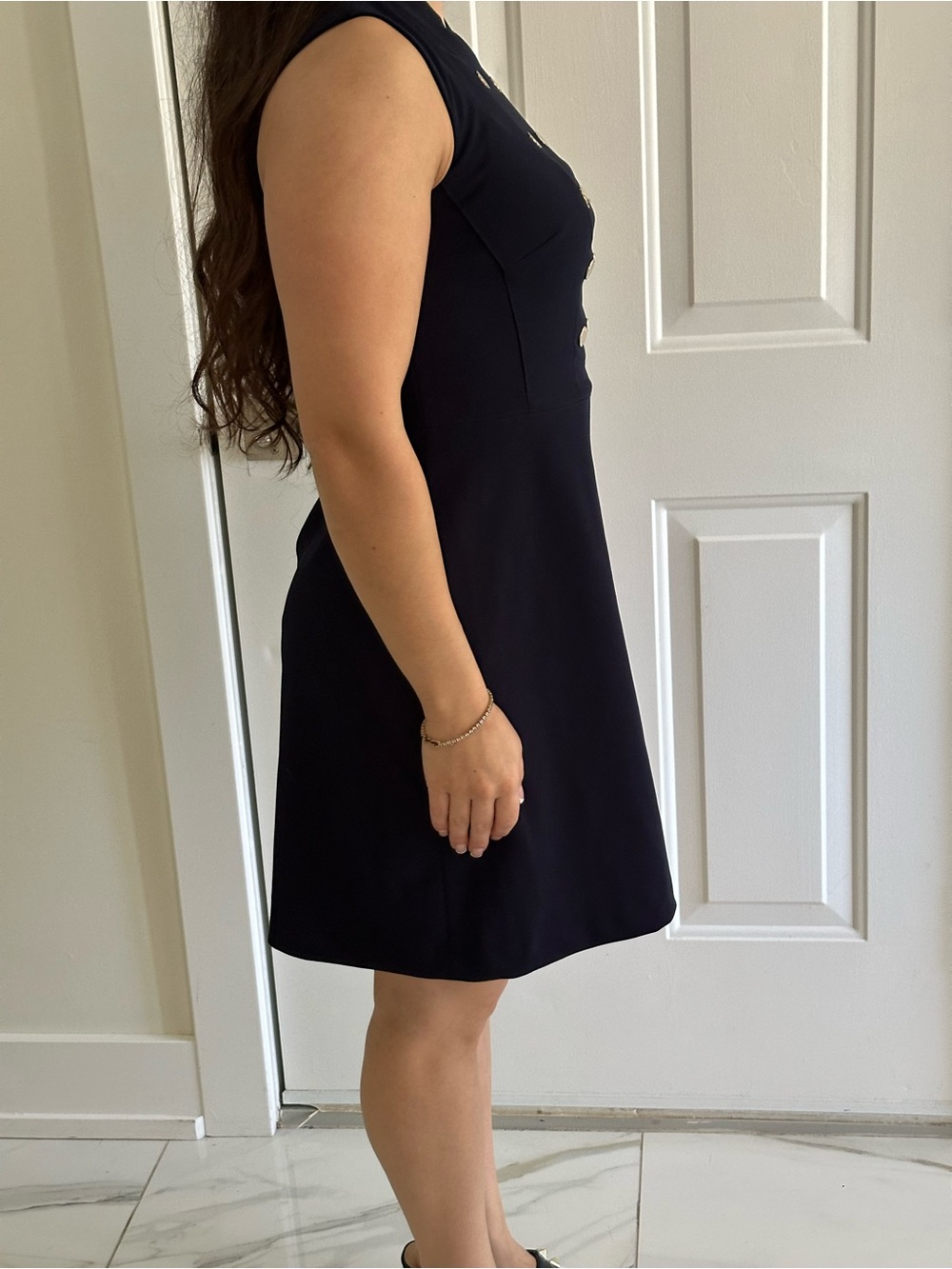 Tommy Hilfiger Navy Sleeveless Dress with Gold Buttons - Picture 5 of 8